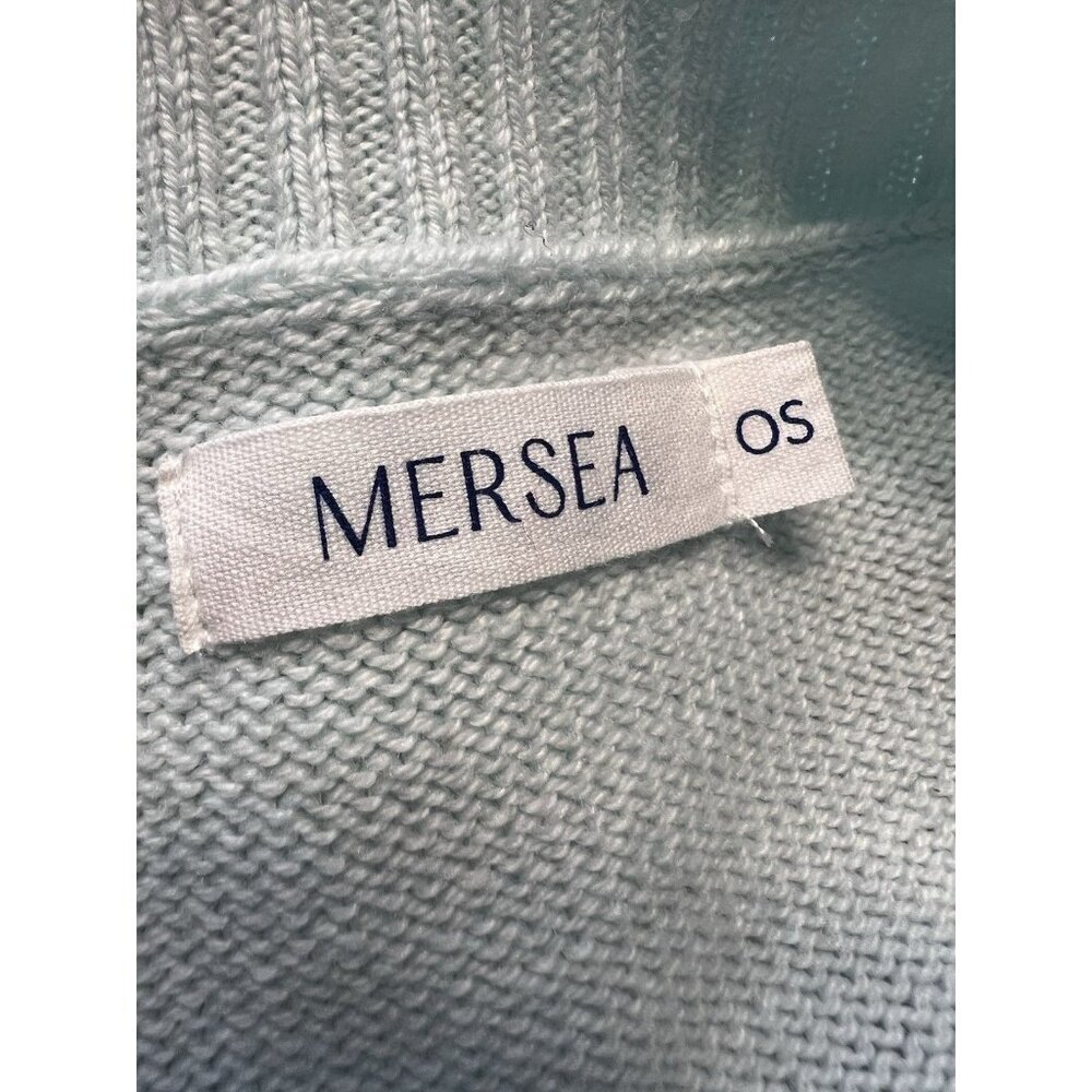 Mersea Oversized V-Neck Sweater Aqua Red Stripe Coastal Knit One Size Tunic - Picture 8 of 9